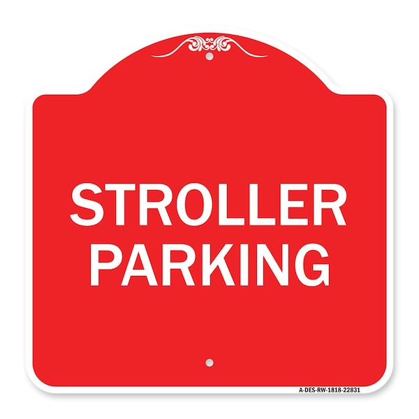 Signmission Designer Series Sign-Stroller Parking, Red & White Aluminum Sign, 18" x 18", RW-1818-22831 A-DES-RW-1818-22831 - main